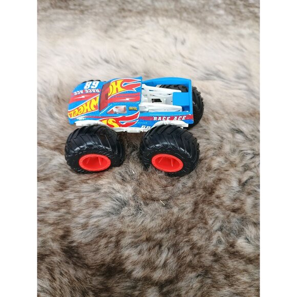 Hot Wheels Monster Trucks Race Ace 68 Toy Car With Flame Decals & Oversized Whee - Picture 2 of 7